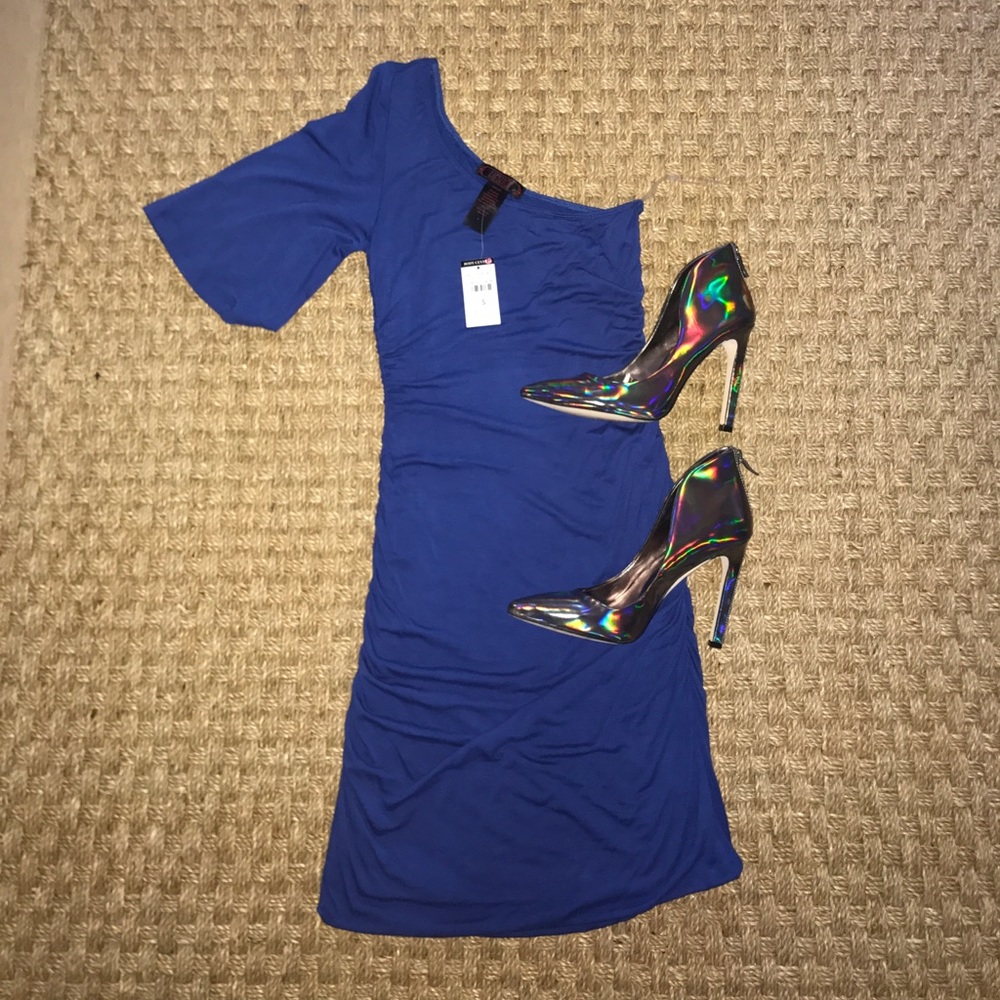 NWT One Shoulder Blue dress