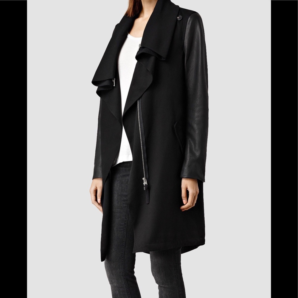 HP All Saints Luna parka leather sleeves Sold - Picture 2 of 4