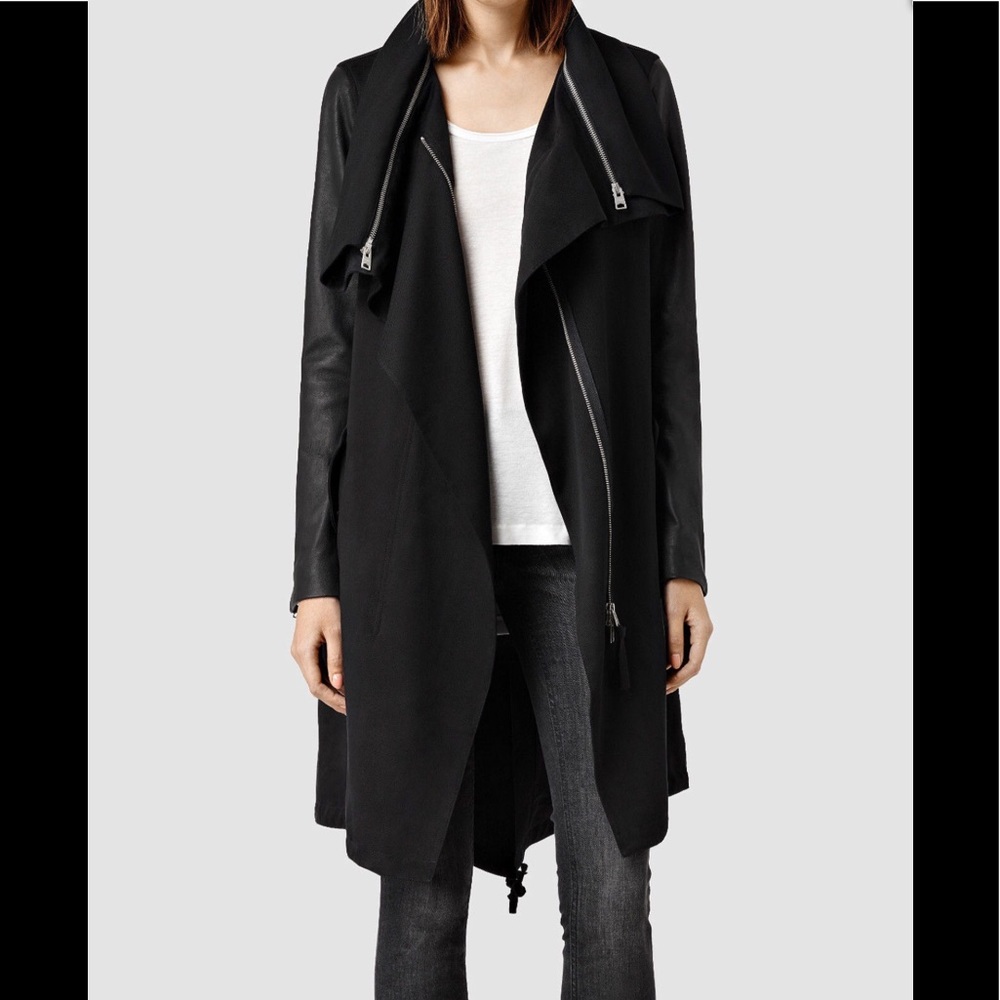 HP All Saints Luna parka leather sleeves Sold - Picture 1 of 4