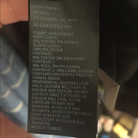 HP All Saints Luna parka leather sleeves Sold - Picture 4 of 4