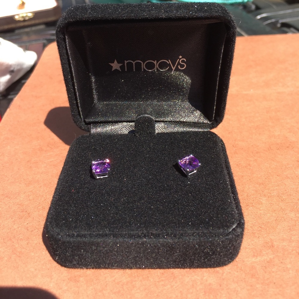 Amethyst (purple) stud earrings