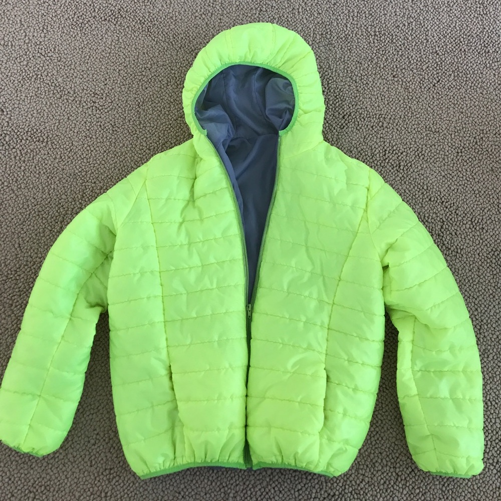 Womens S/M Highlighter Yellow Puffer Coat / Jacket