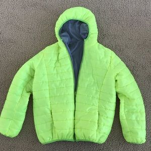 Womens S/M Highlighter Yellow Puffer Coat / Jacket