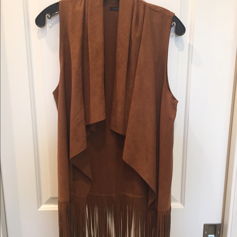 Fringe brown velvet vest