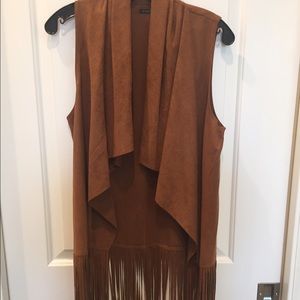 Fringe brown velvet vest