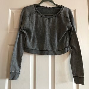 Rubbish - XS - Grey Long Sleeve Crop Top