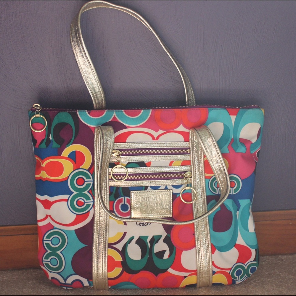 Coach Poppy multicolor tote