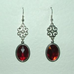 Victorian filigree fashion ruby earrings