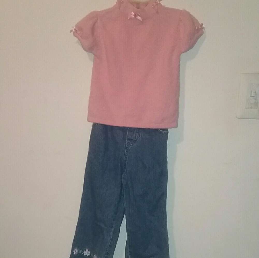 Adorable 24 M Pink Sweater & Jeans Outfit