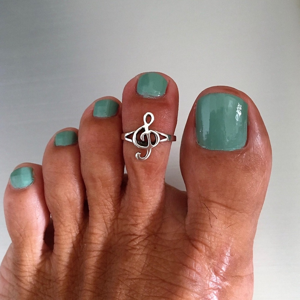 Sterling Silver Music Note Toe Ring - image 1