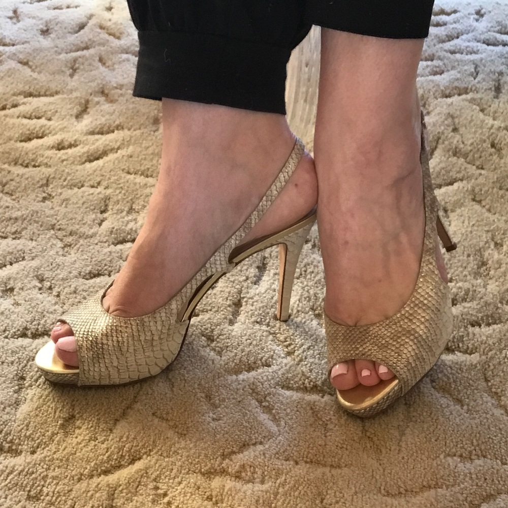 EUC Kate Spade NY Cream/metallic Platform Heels - Picture 1 of 6