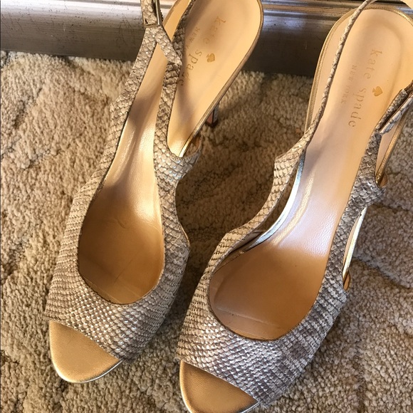 EUC Kate Spade NY Cream/metallic Platform Heels - Picture 2 of 6
