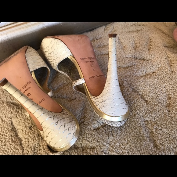 EUC Kate Spade NY Cream/metallic Platform Heels - Picture 5 of 6