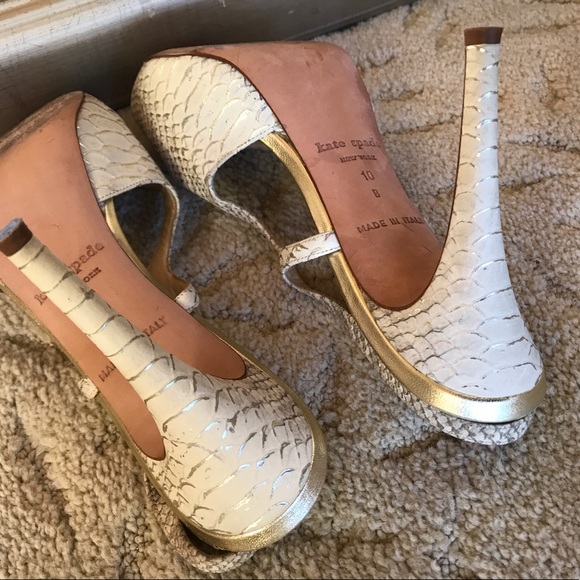 EUC Kate Spade NY Cream/metallic Platform Heels - Picture 6 of 6