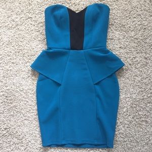 Lipsy London Teal & Black Peplum Cocktail Dress