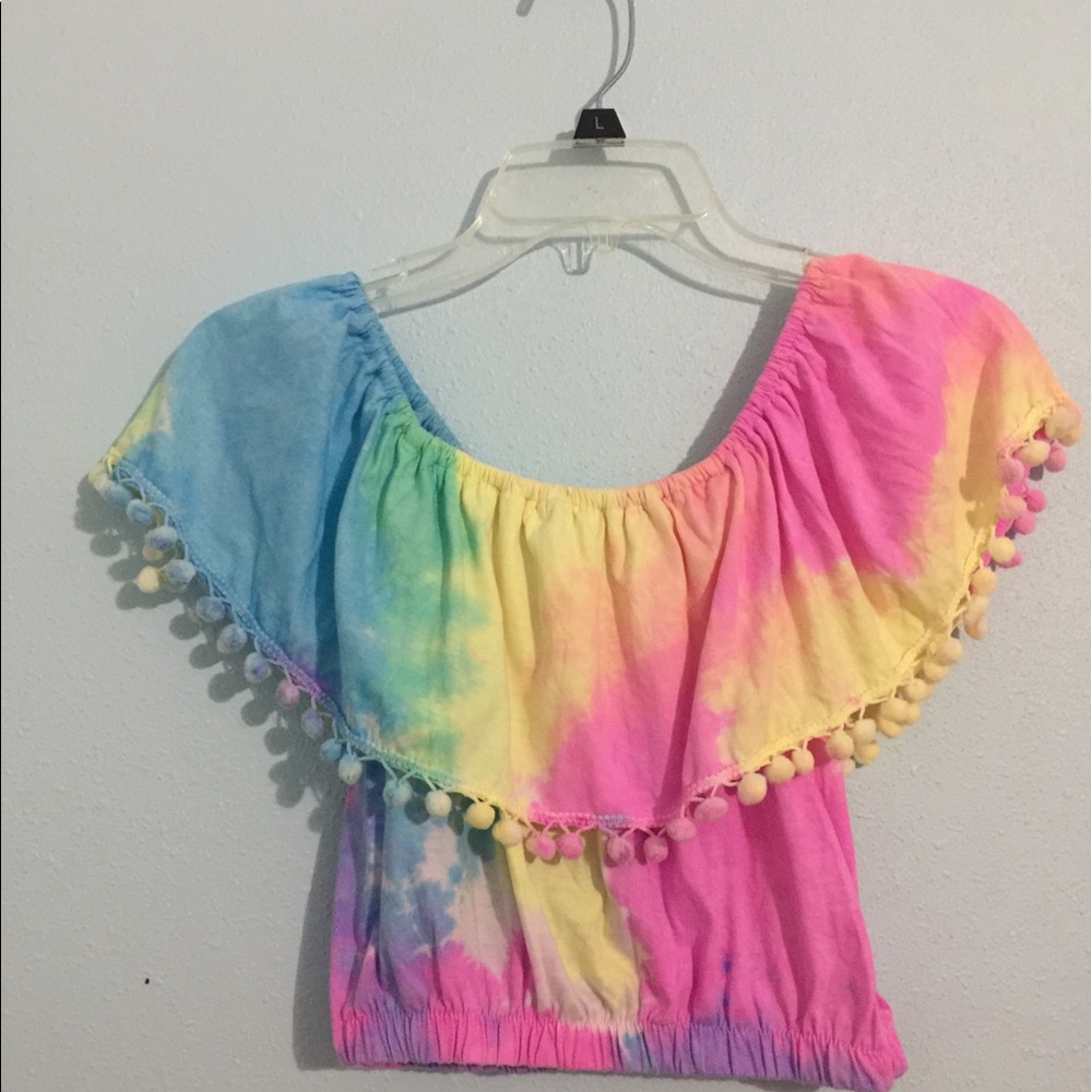 Tie dye crop off shoulder