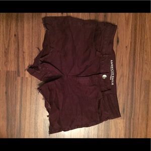 Hi rise burgundy American Eagle shorts