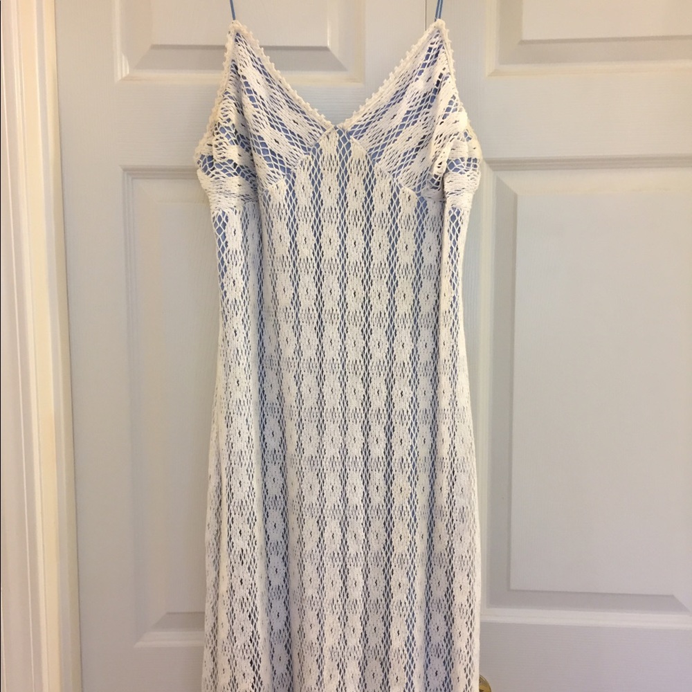 Blue With White Lace Dress