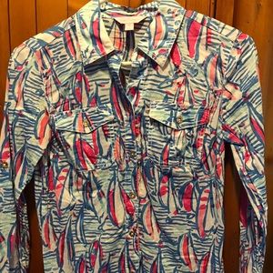 Lilly Pulitzer Cruiser shirt- Red Right Return