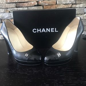 Black leather CHANEL Heels