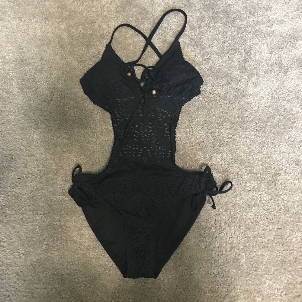 Black one piece bathing suit