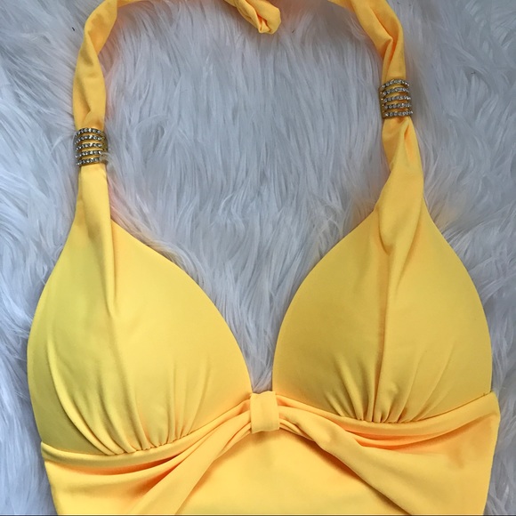 Bright yellow one piece bathing suit S from !liz's closet on Poshmark