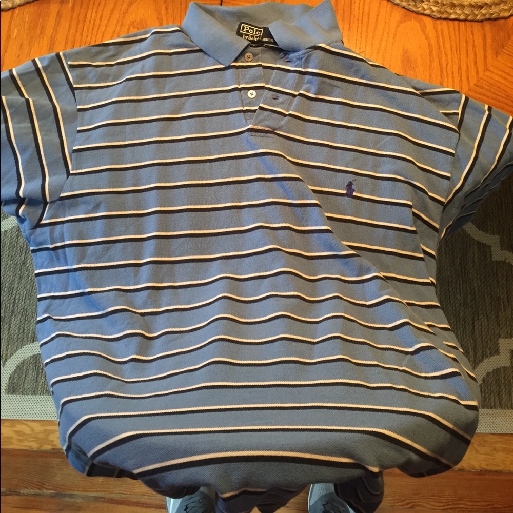 Blue striped Polo- Large