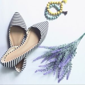 Striped Pointy Cutout Flats