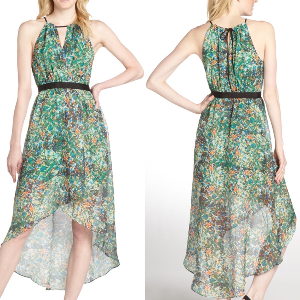 Wyatt Collection Print High-Low Maxi Dress