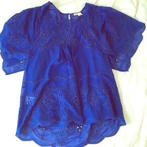 Blue eyelet top