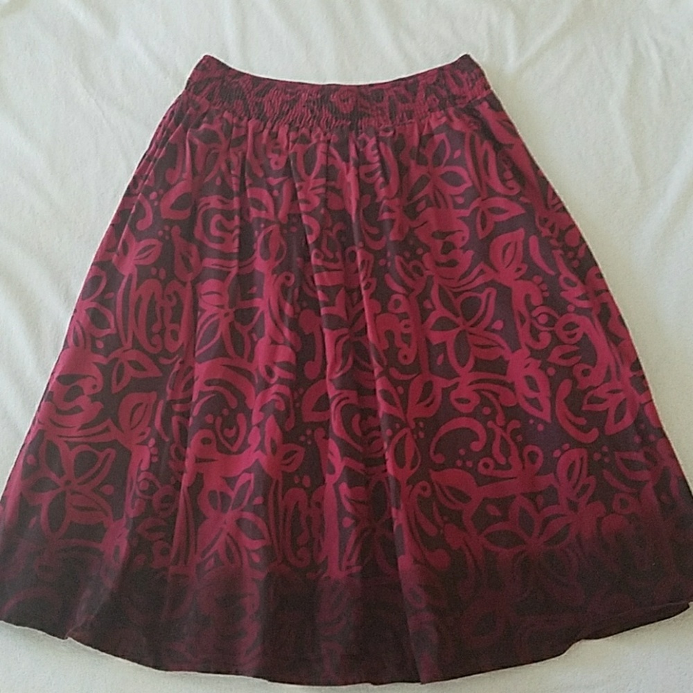 Ombre stretch waist midi skirt