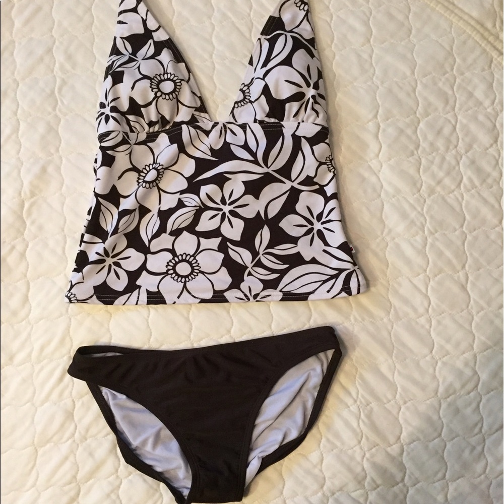 Small Tommy Hilfiger brown and white tankini