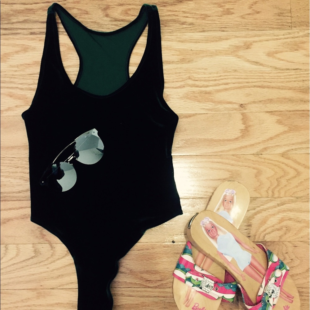 American apparel green velvet one piece ( thong)
