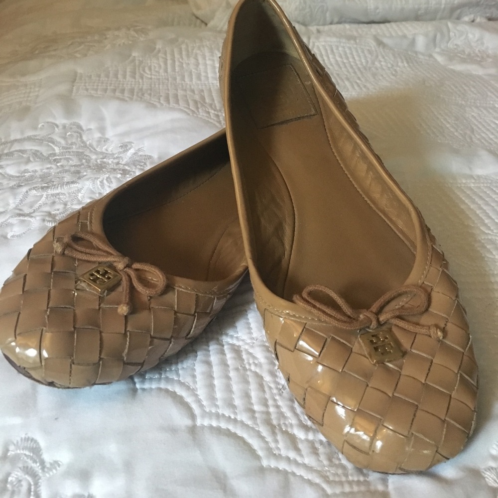 Tory Burch Woven Patent Leather Flats