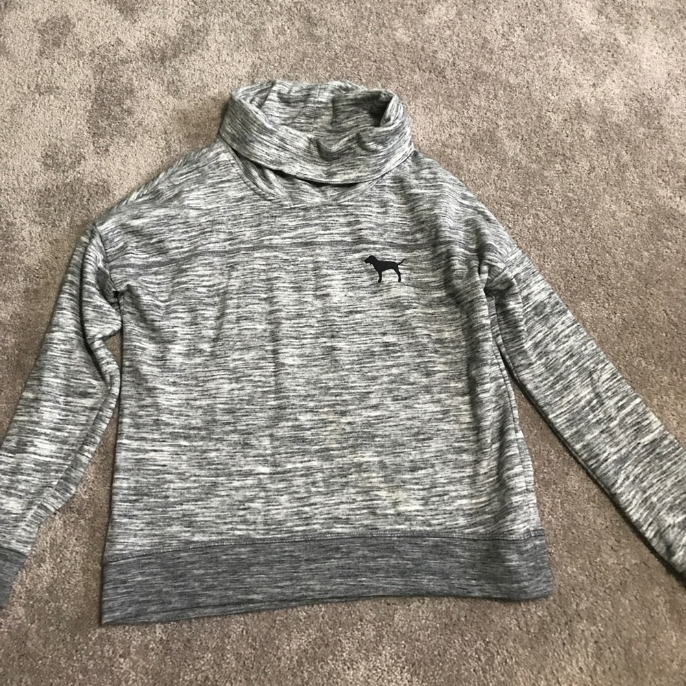 Love pink, Grey turtle neck sweatshirt.