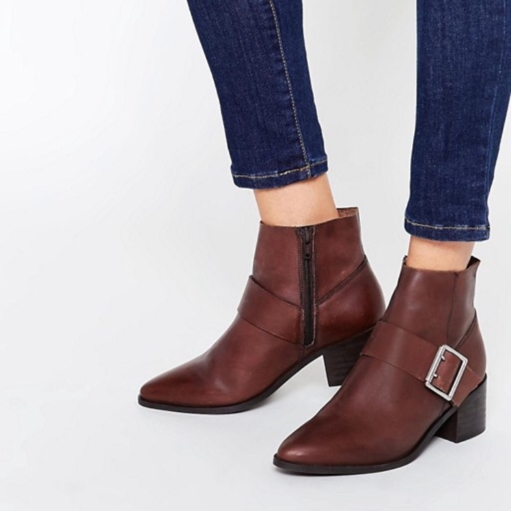 ASOS RALLY Leather Buckle Ankle Boots