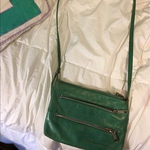 Green leather hobo crossbody