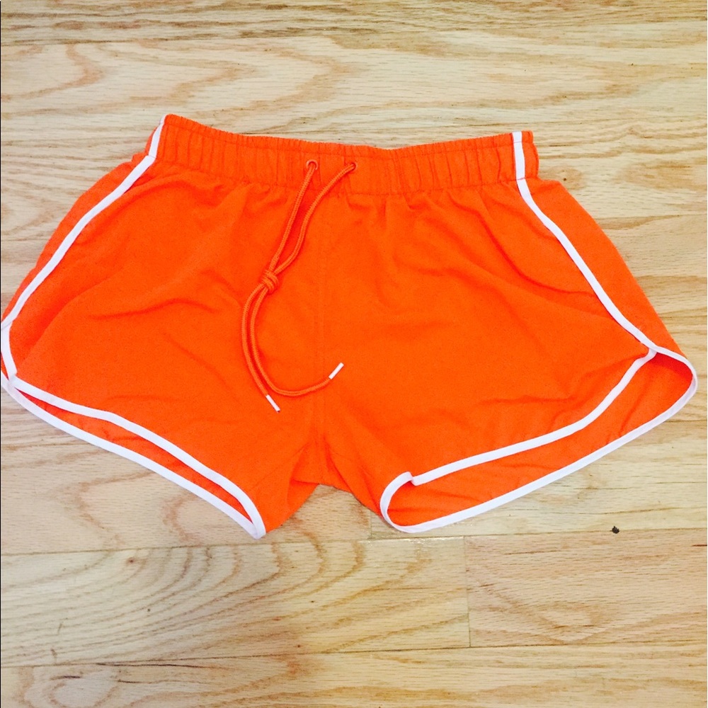 Bright orange retro board shorts