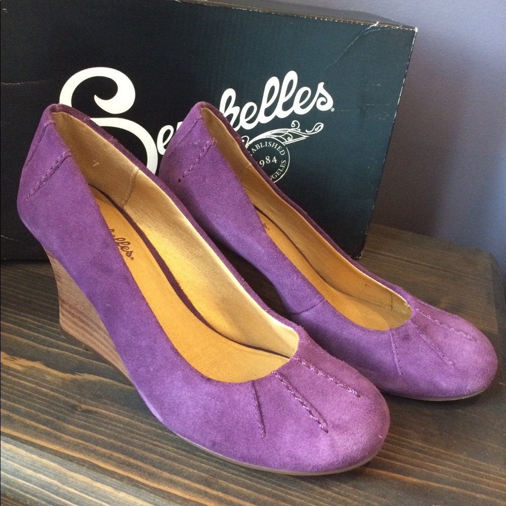 Seychelles purple suede wedge heels size 7