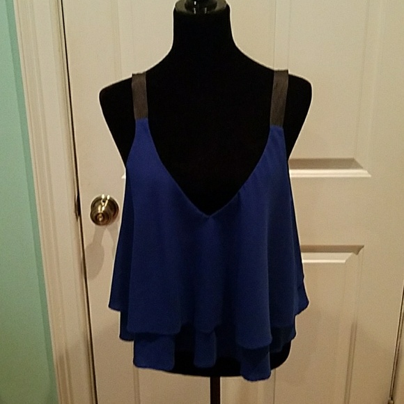 Zara Tops - SALE ZARA ROYAL BLUE RUFFLE CROP TANK