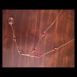 Swarovski pink crystal gold necklace