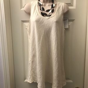 Flax Long Tank Size Medium 100% Linen - Cream