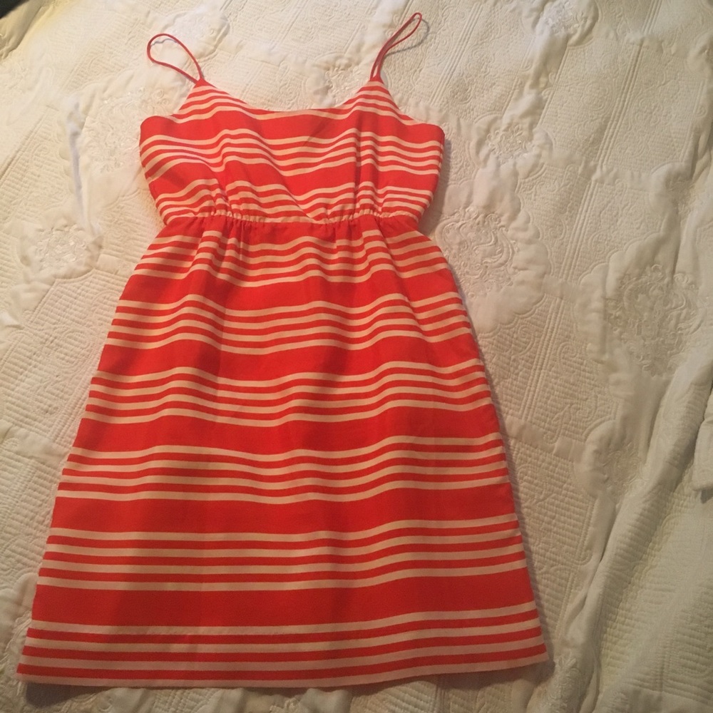 J. Crew Factory Orange and White stripe dress