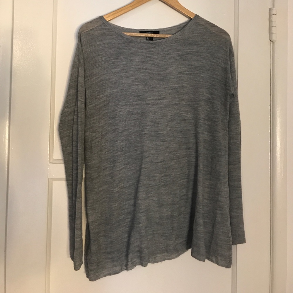 Oversized grey thermal pullover sweater