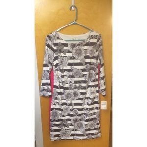 Navy Floral & Stripes Dress