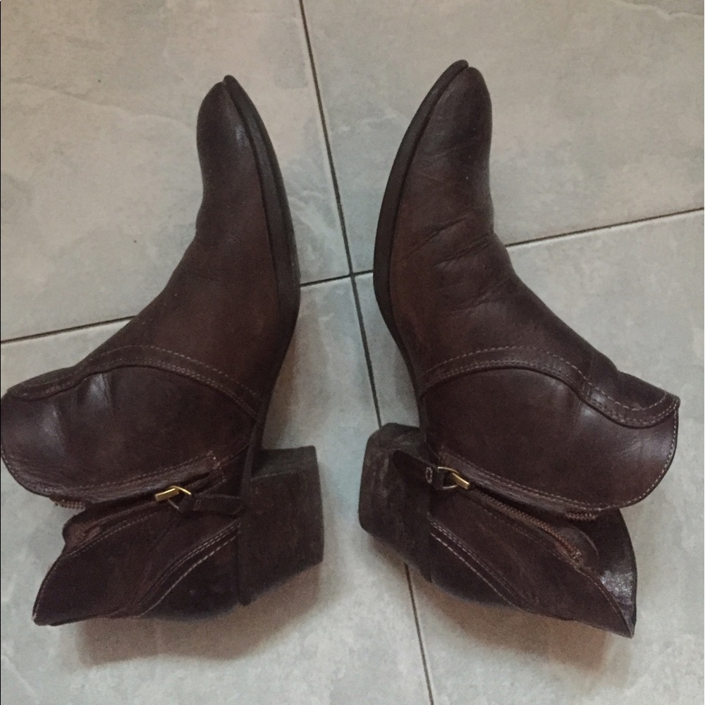 Brown heeled booties
