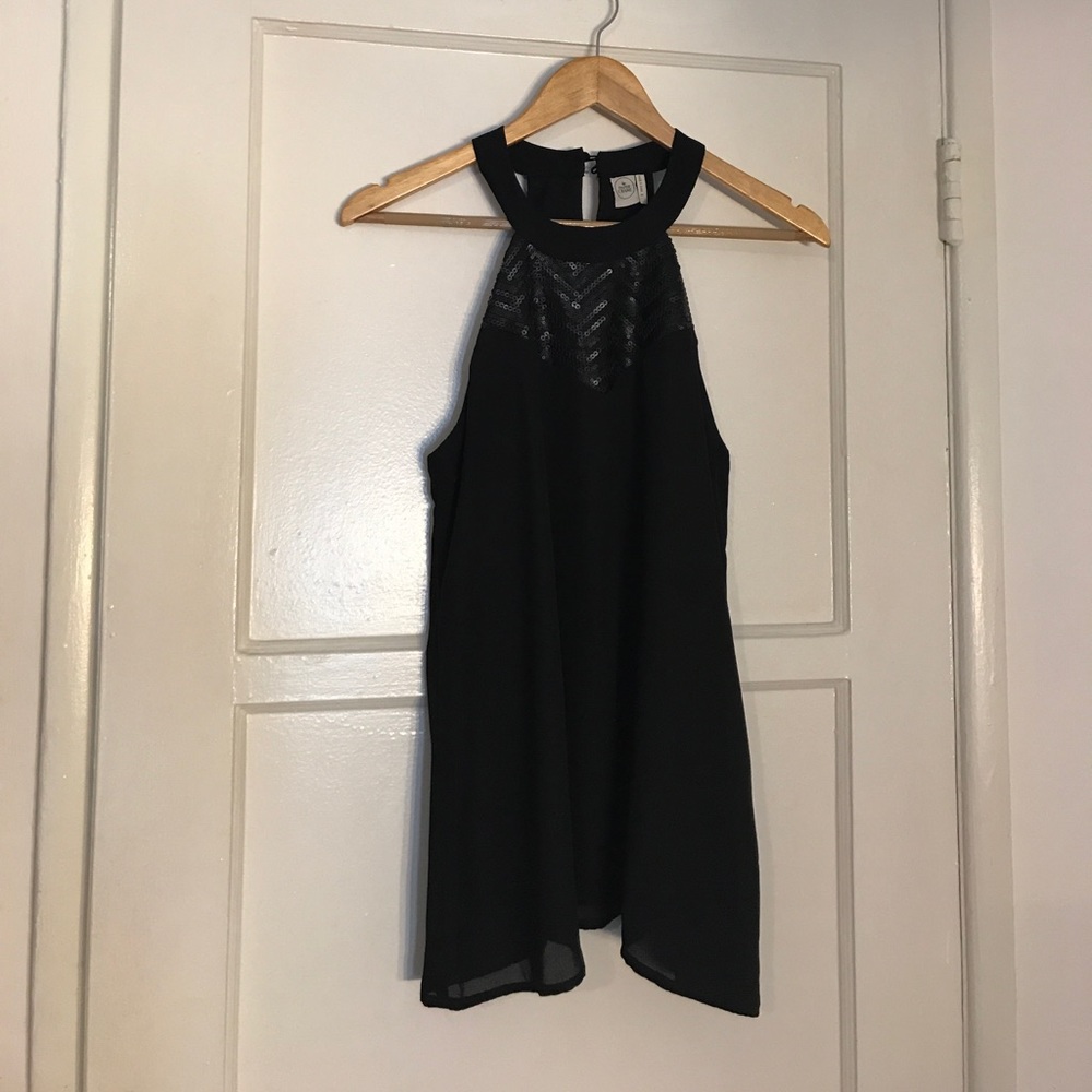 Gorgeous black sequin detailed sleeveless blouse