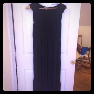 Black maxi, elastic waste, cross neck, size MED