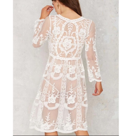 Lace Beach Sheer Bikini Swimsuit Coverup Dress NWT - Picture 4 of 6