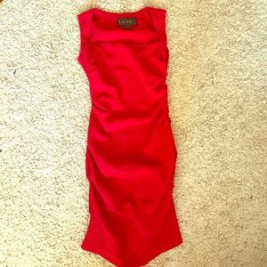 Nicole Miller red rouched dress